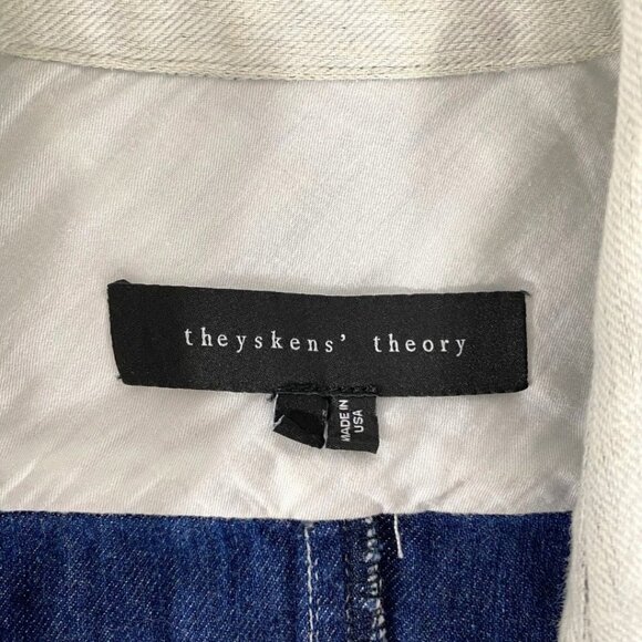 THEYSKENS' THEORY JENJA LIGHT WASH DISTRESSED CROPPED DENIM JACKET - 6 - Picture 7 of 10